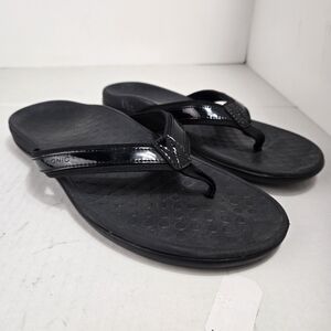 Vionic Tide II Women's Sandals Size 11 Black Thong Leather Orthaheel Flip Flop